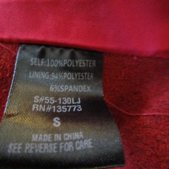 Deep Red Vegan Suede-Feel Zippered Moto Jacket - Picture 6 of 6